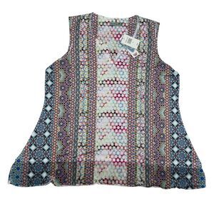 NWT Unity World Wear Plus Size 3X Sleeveless Tank Blouse V-Neck Floral Geometric